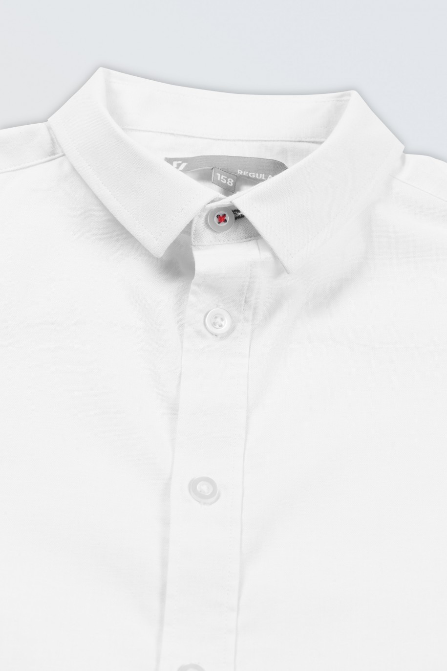 Biała koszula o regularnym kroju z krótkim rękawem - 46966