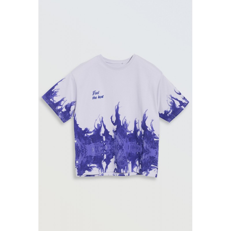 T-shirt w odcieniach fioletu z nadrukiem - 47246