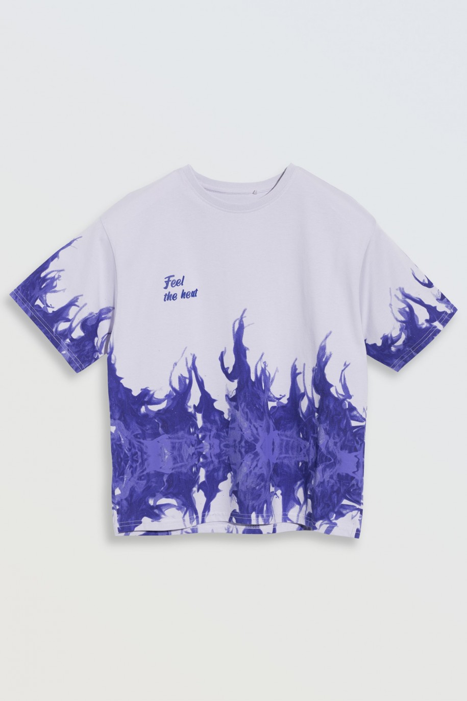 T-shirt w odcieniach fioletu z nadrukiem - 47246