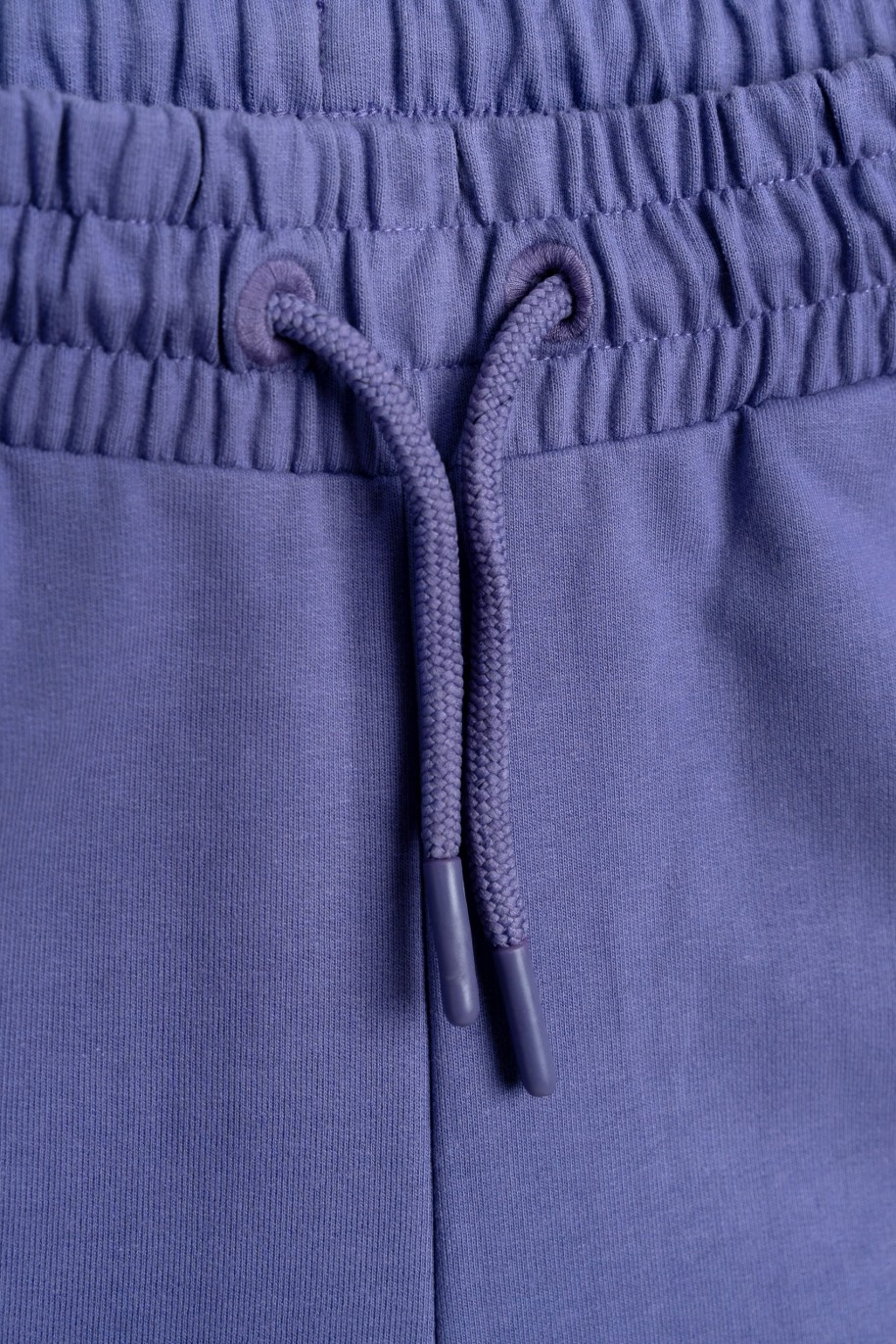 Fioletowe spodnie dresowe z nogawkami typu wide leg - 47342