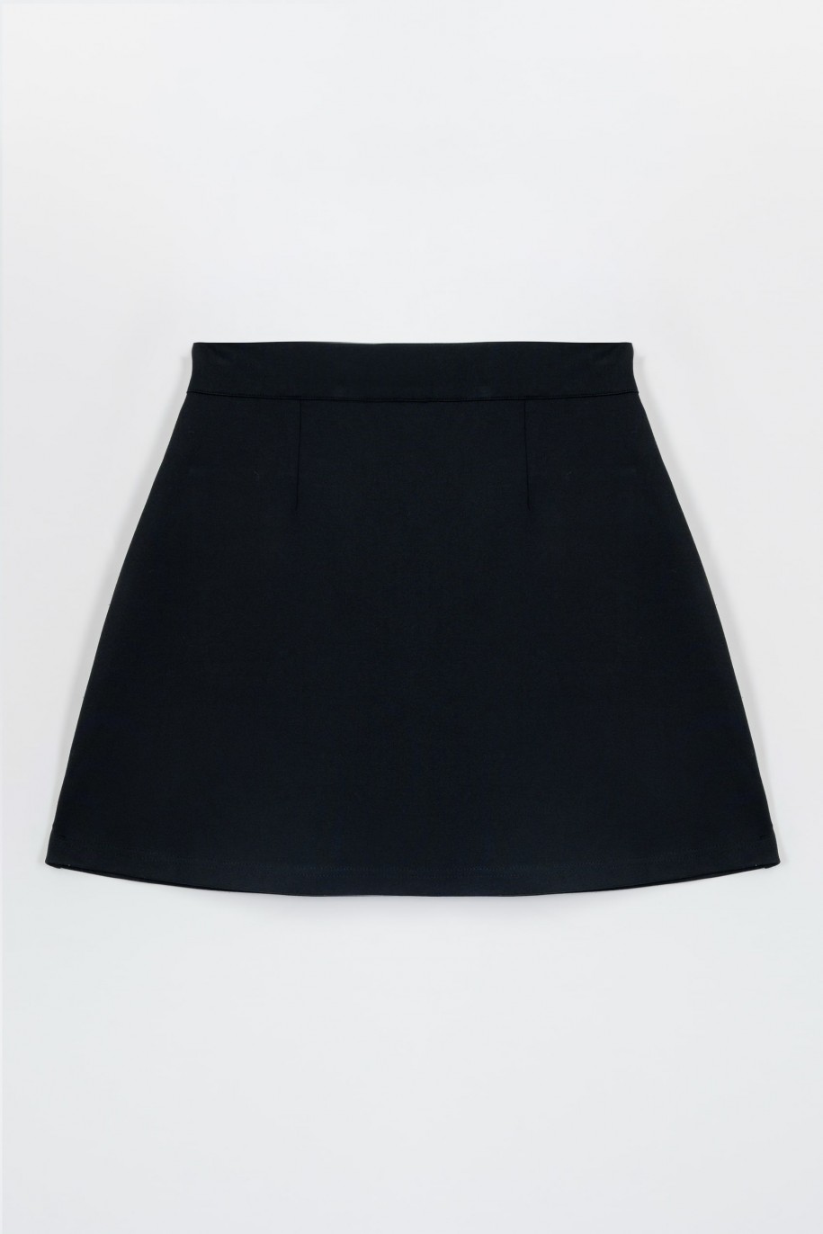 Czarna spódnica mini z przestrzennymi kieszeniami - 47357