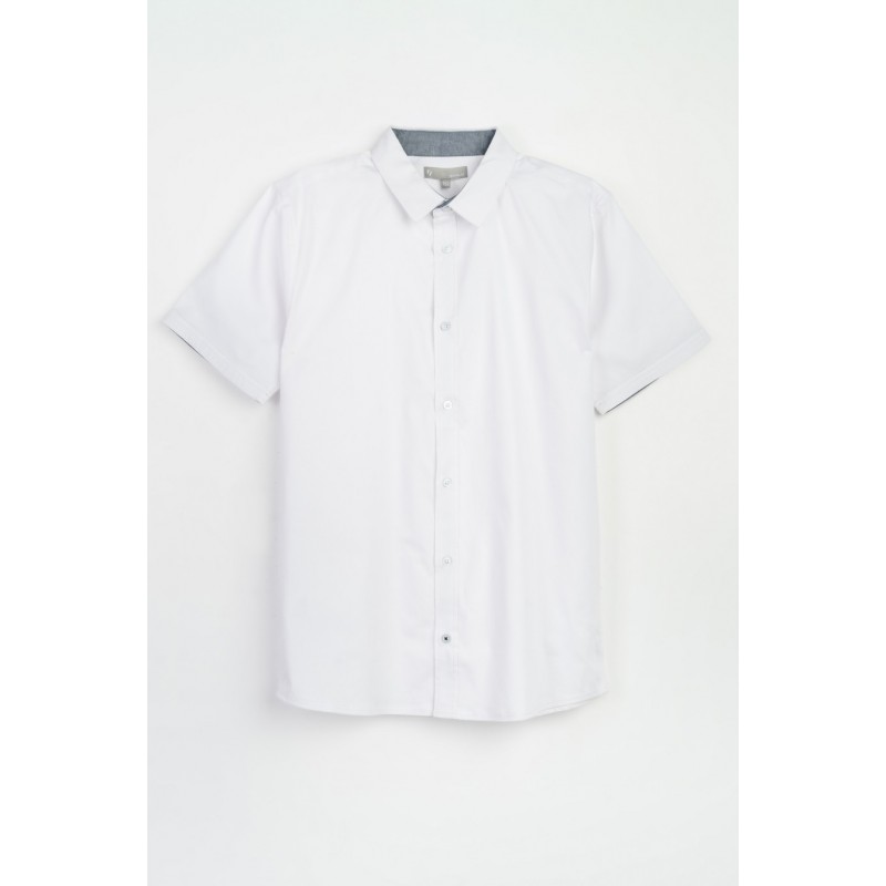 Biała koszula o regularnym kroju z krótkim rękawem - 47361