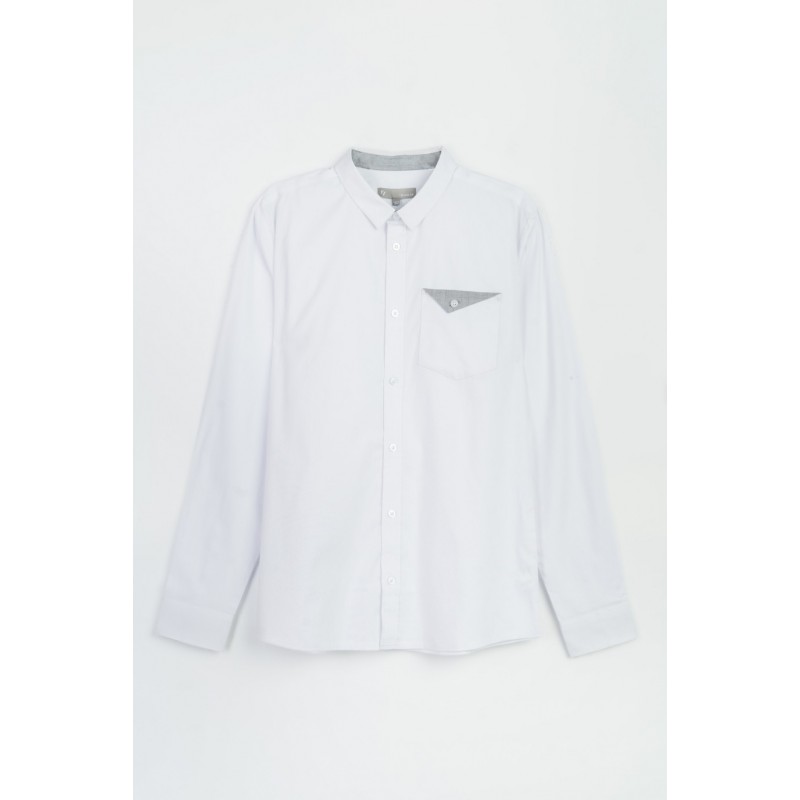 Biała koszula o regularnym kroju z długim rękawem - 47364