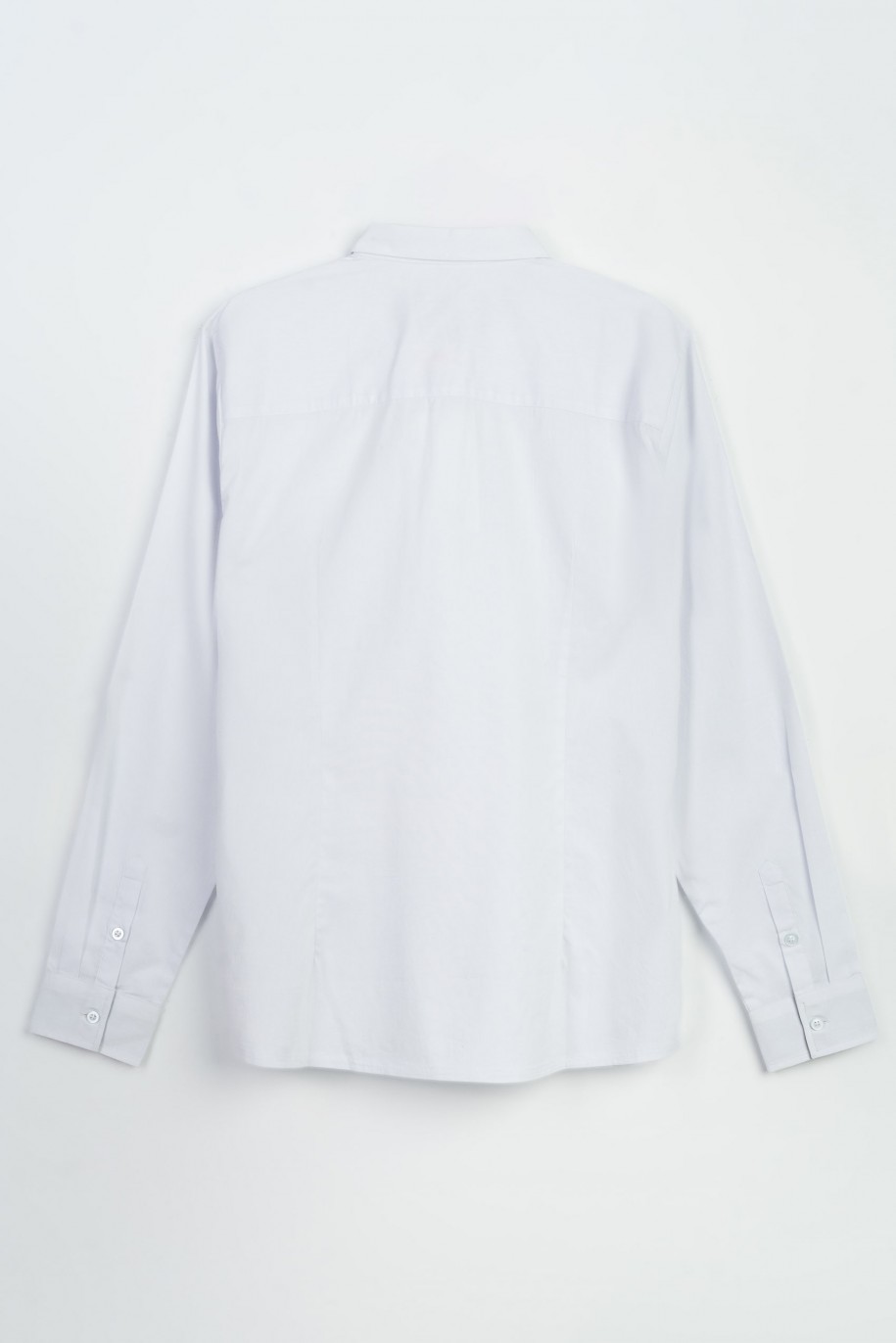 Biała koszula o regularnym kroju z długim rękawem - 47365