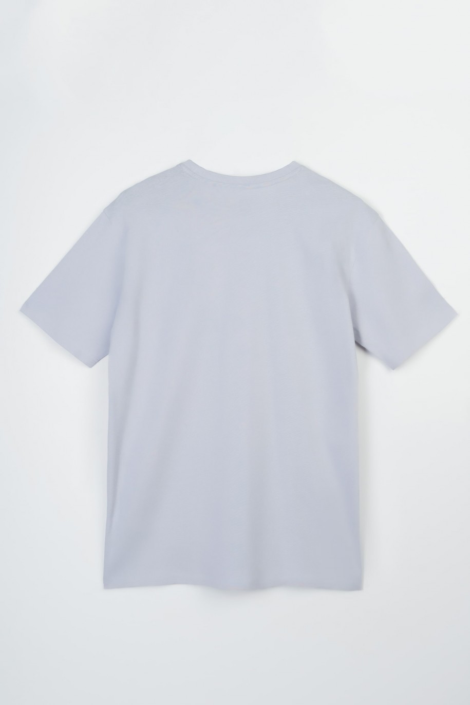Biały t-shirt z kontrastowym nadrukiem z przodu - 47373