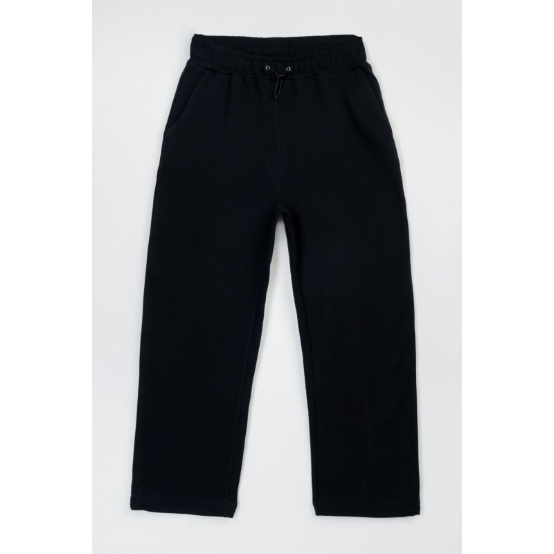 Czarne spodnie dresowe oversize ze ściąganymi nogawkami - 47410