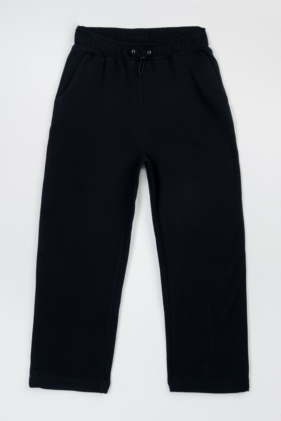 Czarne spodnie dresowe oversize ze ściąganymi nogawkami - 47410