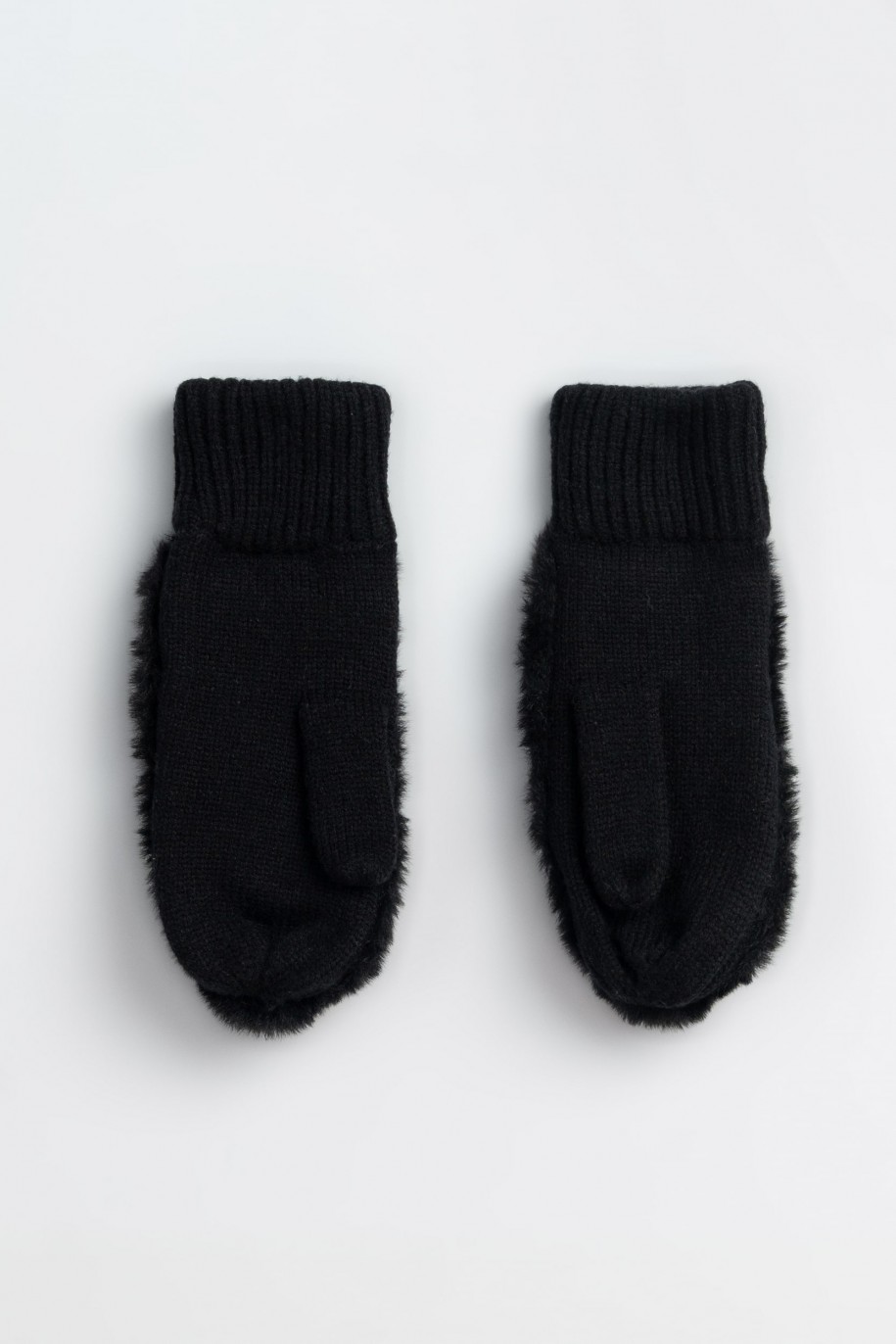 Czarne rękawiczki o kroju fingerless - 48725