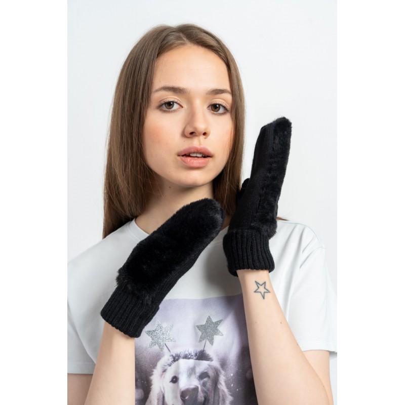 Czarne rękawiczki o kroju fingerless - 48823