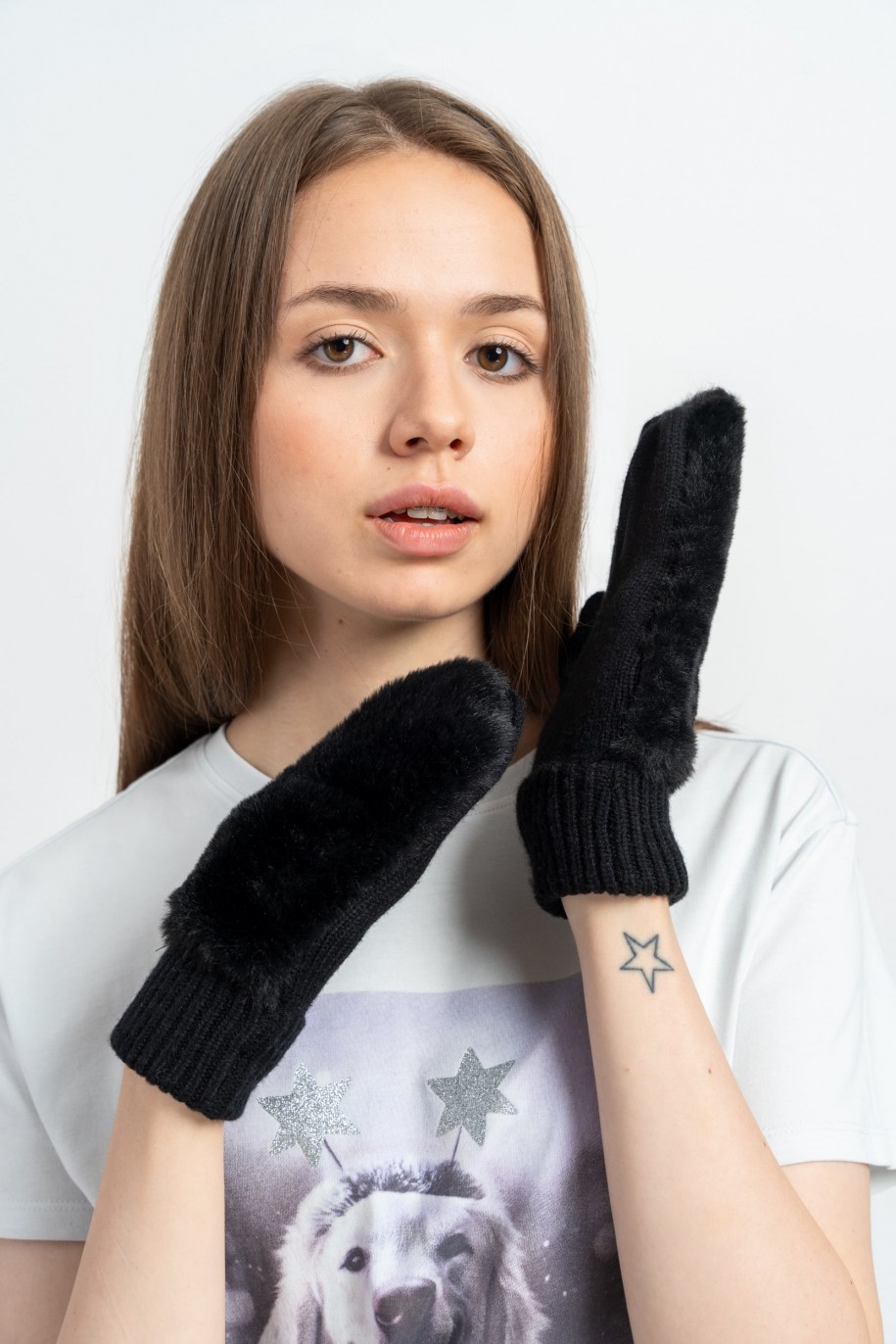 Czarne rękawiczki o kroju fingerless - 48823