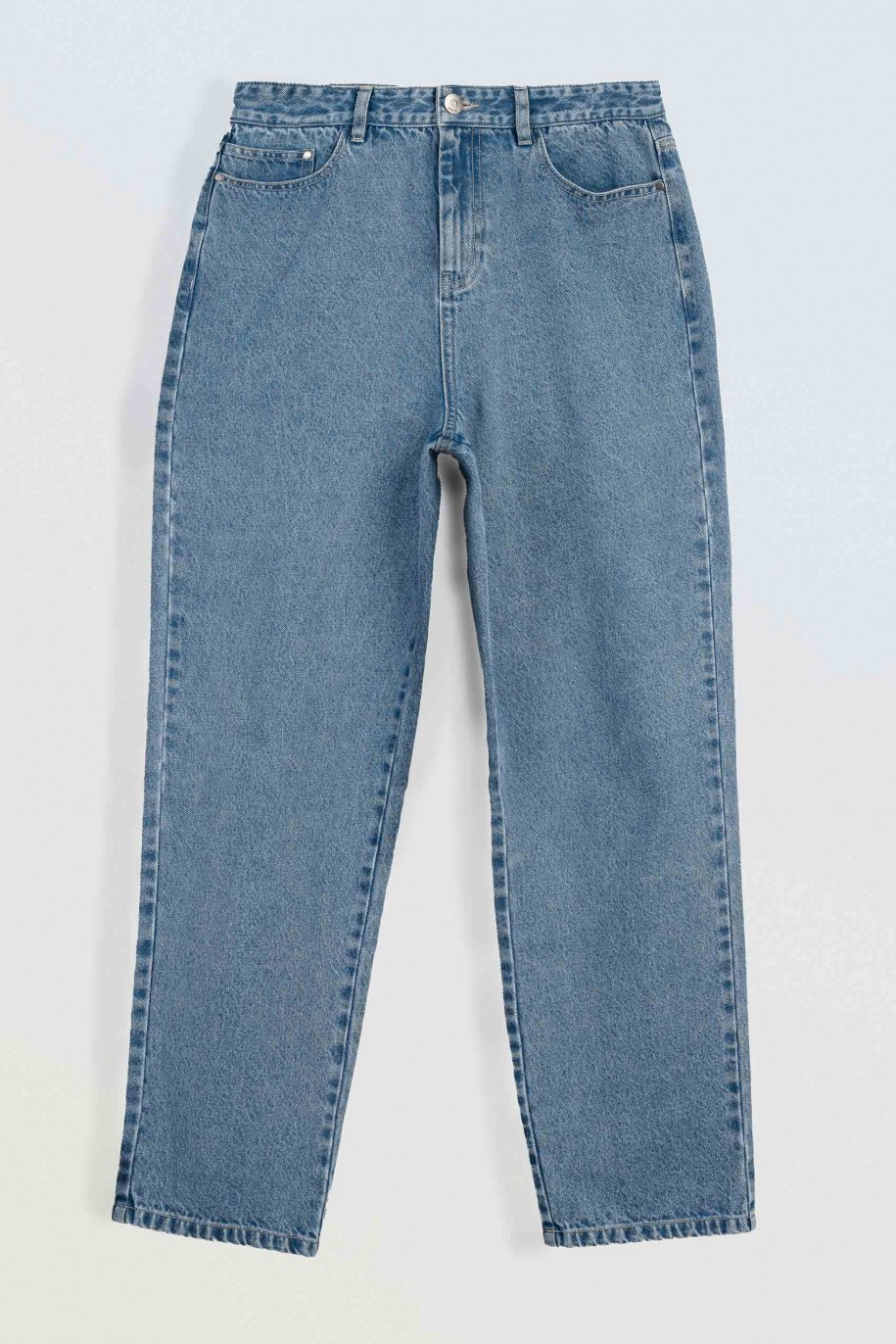 Niebieskie spodnie jeansowe o kroju BAGGY - 49801