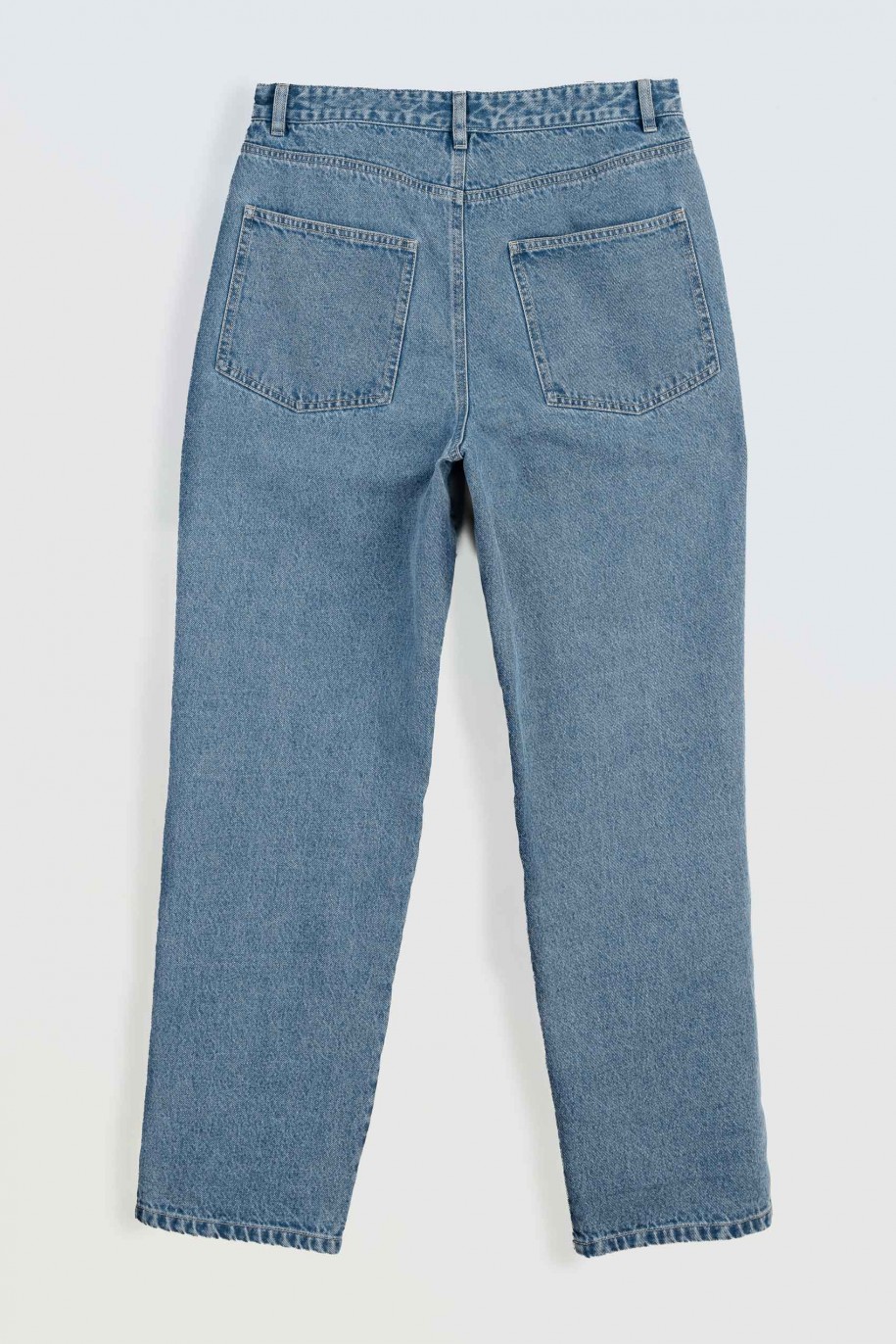 Niebieskie spodnie jeansowe o kroju BAGGY - 49802