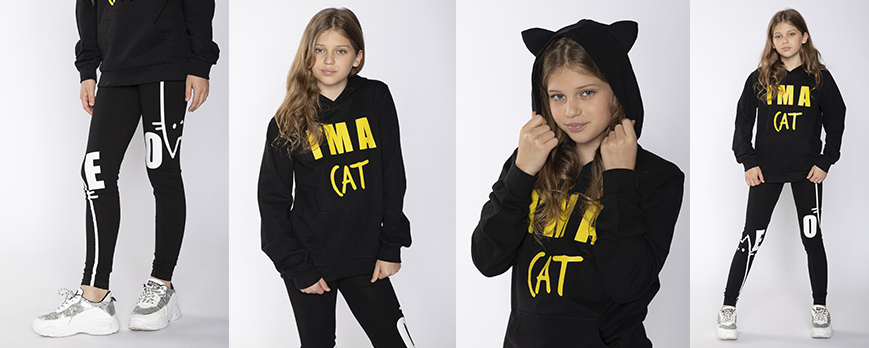 Czarna bluza dla dziewczyny CAT