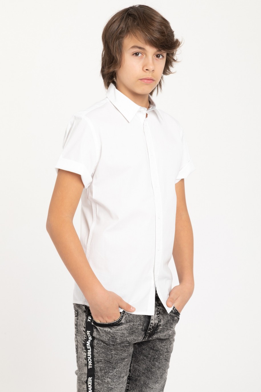 biała koszula z krótkim rękawem dla chłopaka reporter young