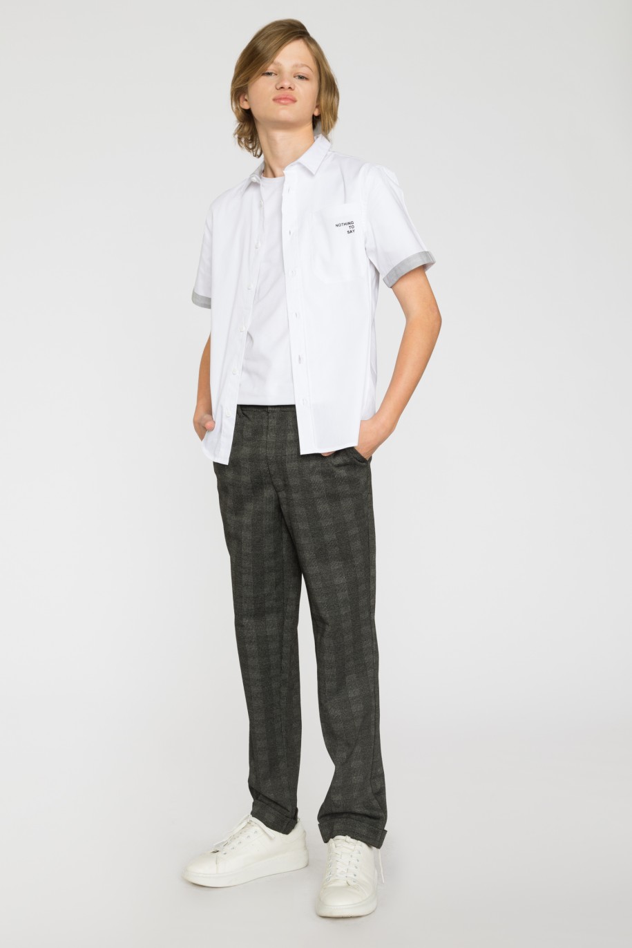 eleganckie spodnie z dzianiny zakardowej dla chłopaka reporter young
