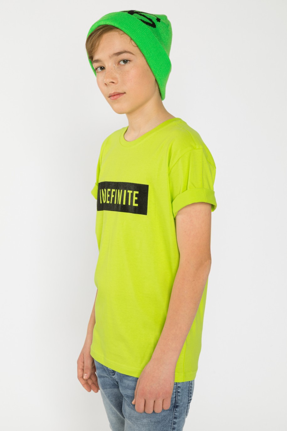 zielony t-shirt dla chłpaka z nadrukiem indefinite reporter young