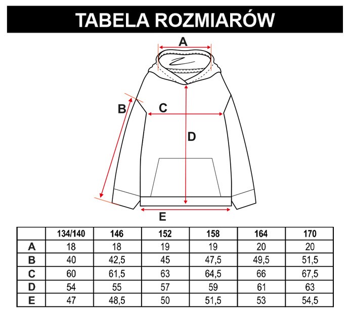 Tabela rozmiarów - Limonkowa bluza dresowa ovsersize z kapturem i nadrukiem