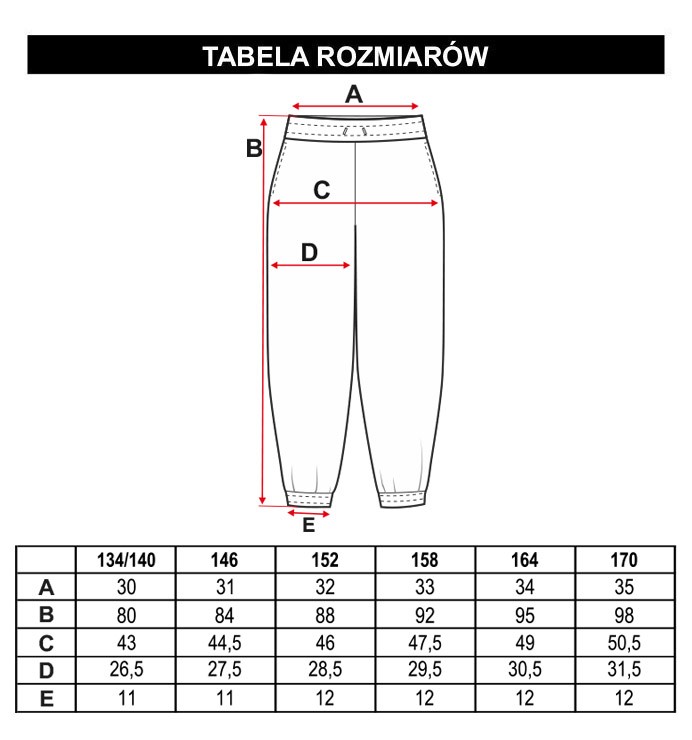 Tabela rozmiarów - Pastelowe spodnie dresowe ze wzorami SCIENCE