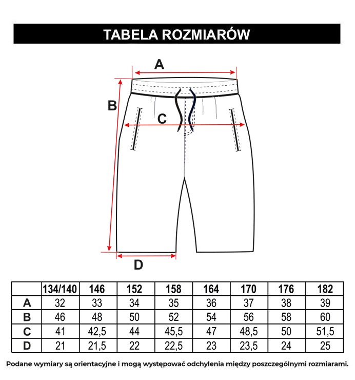 Tabela rozmiarów - Beżowe krótkie spodenki dresowe z modnymi  nadrukami na całości
