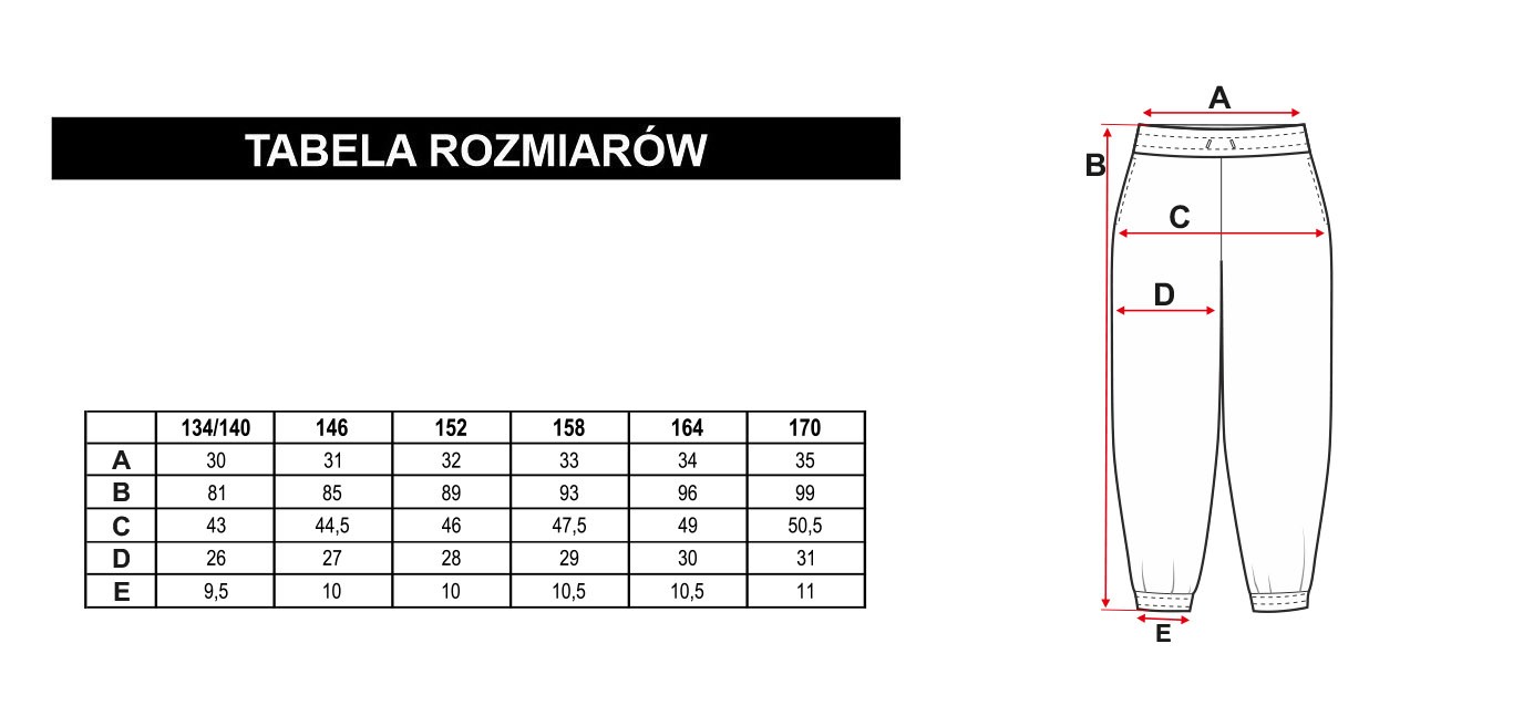 Tabela rozmiarów - Zielone spodnie dresowe ze świątecznym nadrukiem