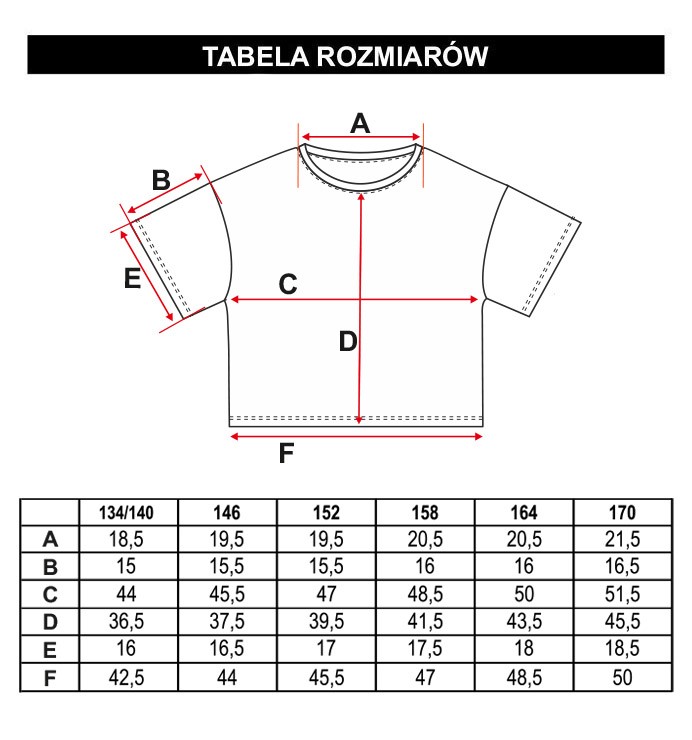 Tabela rozmiarów - Kremowy t-shirt z motywem GRAFFITI
