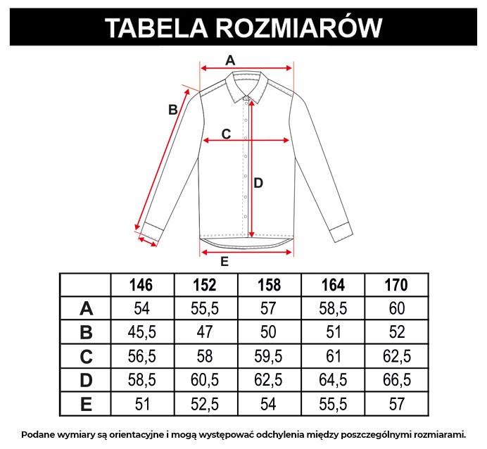 Tabela rozmiarów - Koszula w kolorową kratę zapinana na guziki
