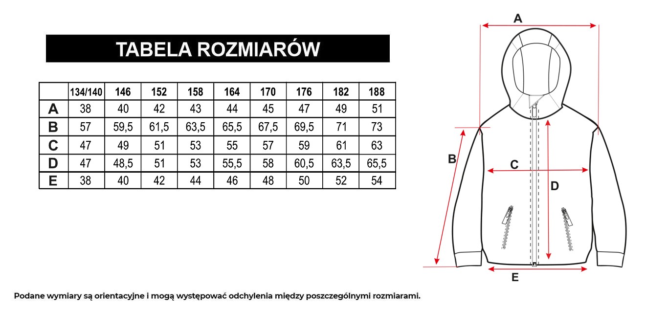 Tabela rozmiarów - Szara pikowana kurtka z efektem ombre ocieplana