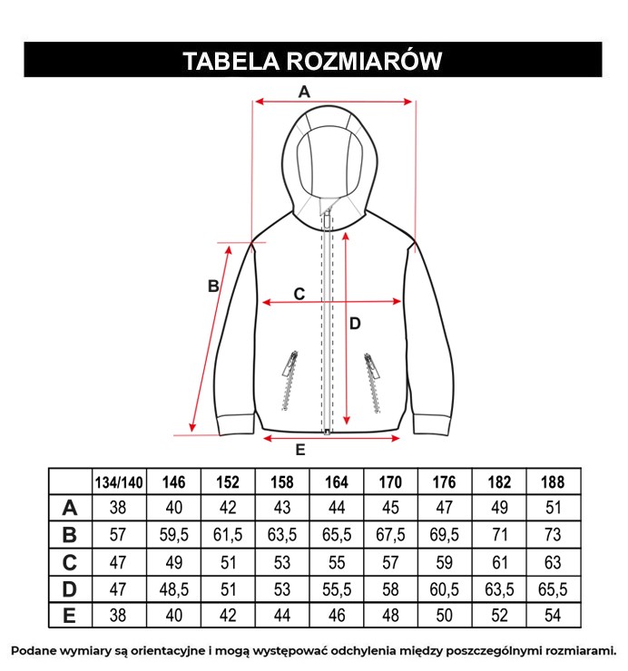 Tabela rozmiarów - Szara pikowana kurtka z efektem ombre ocieplana