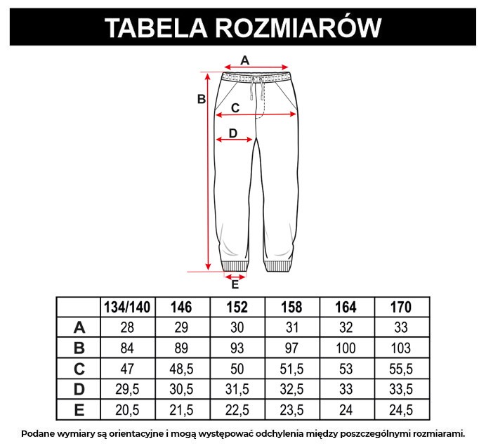 Tabela rozmiarów - Czarne szerokie spodnie typu parachute