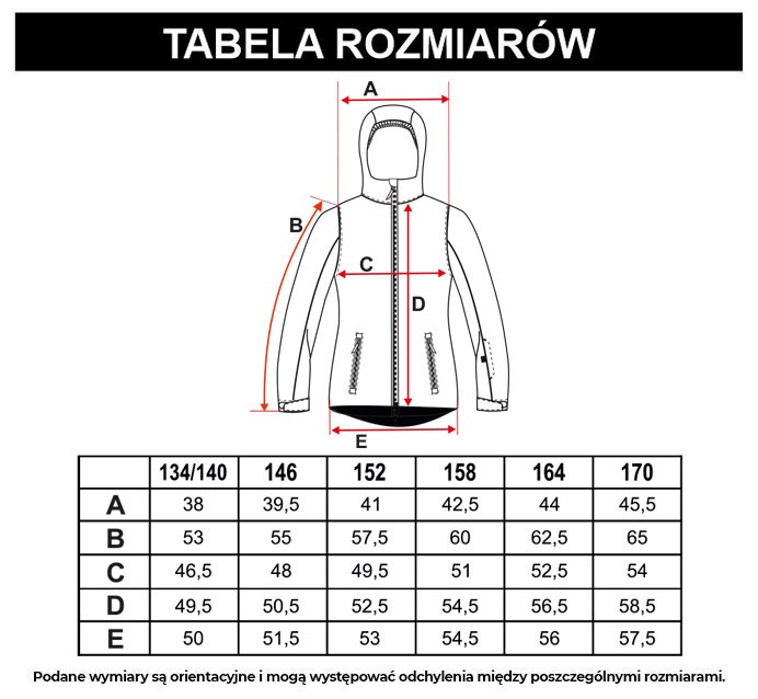 Tabela rozmiarów - Fioletowa ocieplana kurtka z kapturem i nadrukami tie dye