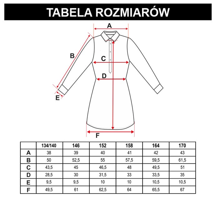 Tabela rozmiarów - Sukienka w czerwoną kratę