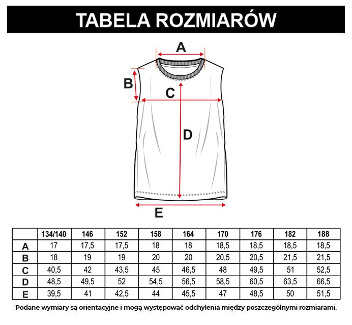 Tabela rozmiarów - Biało-zielony T-shirt ombre bez rękawów