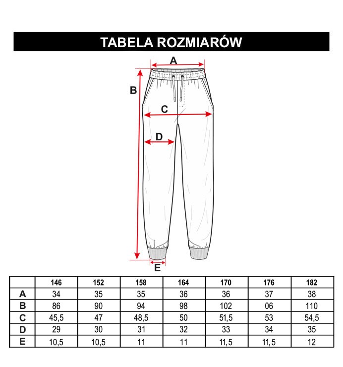 Tabela rozmiarów - Brązowe spodnie dresowe z ozdobną aplikacją