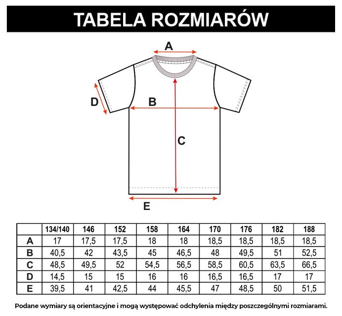 Tabela rozmiarów - Granatowy T-shirt z nadrukiem