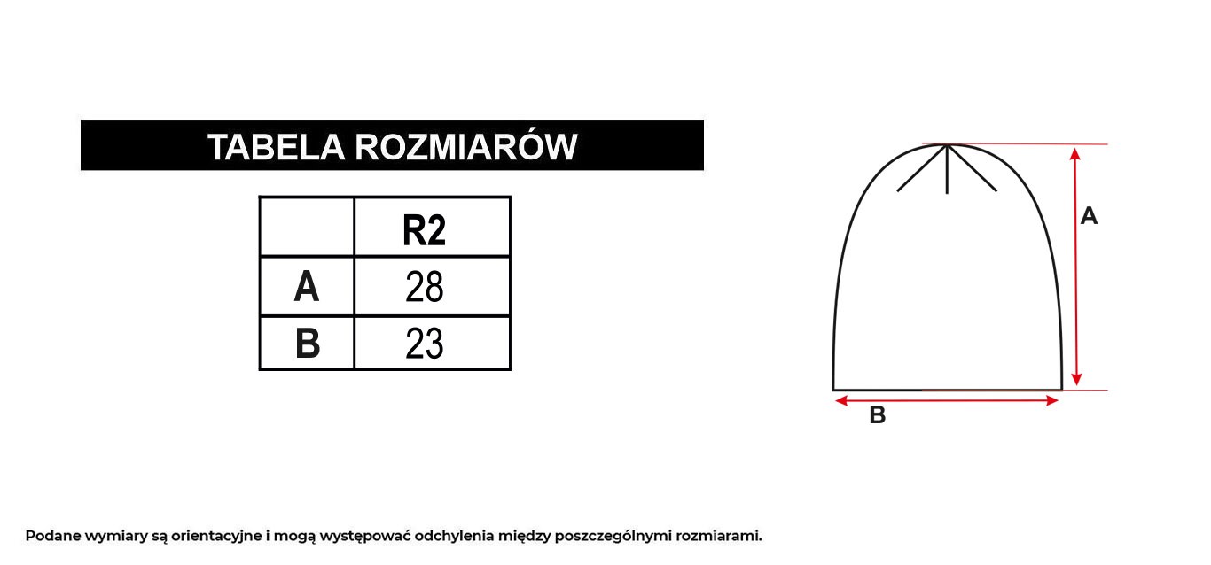 Tabela rozmiarów - Czarna czapka z aplikacją