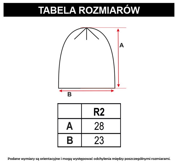 Tabela rozmiarów - Czarna czapka z aplikacją