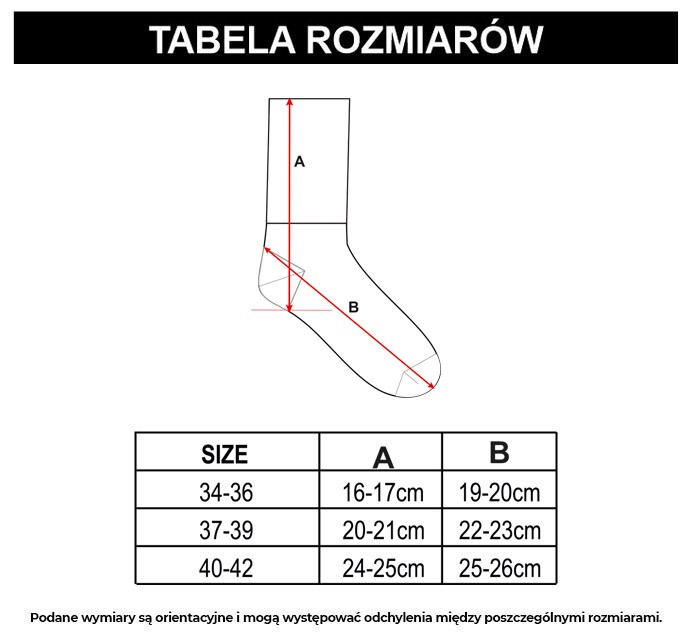 Tabela rozmiarów - Biało-czarny zestaw skarpet z napisami 2-PAK