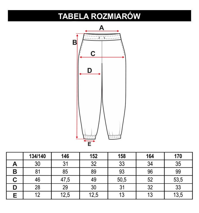 Tabela rozmiarów - Kremowe spodnie dresowe z kolorowymi nadrukami HEY