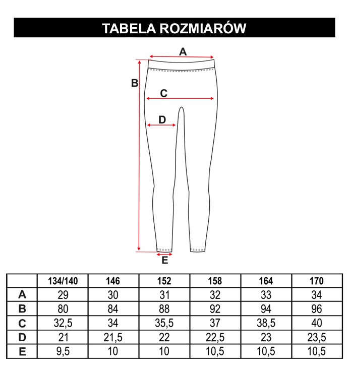 Tabela rozmiarów - Wzorzyste legginsy GRAFFITI