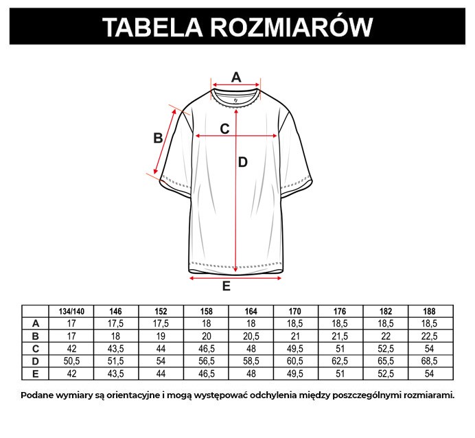 Tabela rozmiarów - Biały T-shirt oversize w wielobarwne nadruki