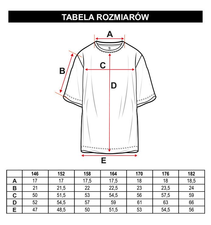 Tabela rozmiarów - Biały T-shirt DOBERMAN