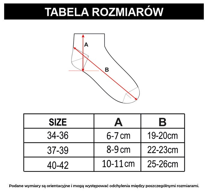 Tabela rozmiarów - Zestaw skarpet z napisami 3-PAK