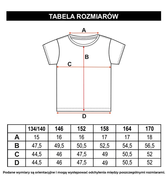 Tabela rozmiarów - Biały t-shirt oversize z kolorową grafiką z przodu