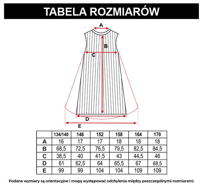 Tabela rozmiarów - Biała sukienka plisowana z ozdobnym dekoltem