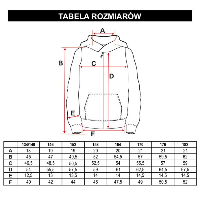 Tabela rozmiarów - Beżowa rozpinana bluza z kapturem MAX