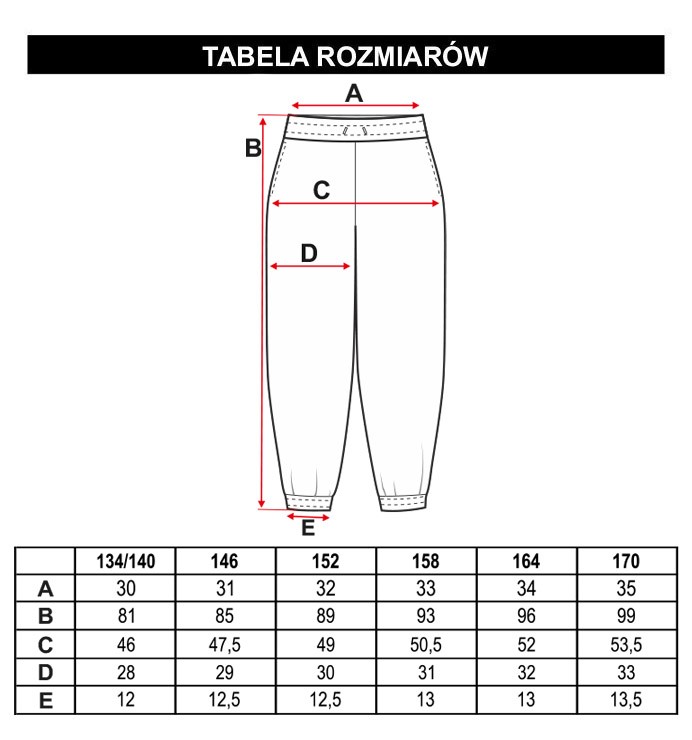 Tabela rozmiarów - Jasnoszare luźne spodnie dresowe