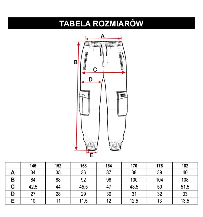 Tabela rozmiarów - Beżowe spodnie typu cargo z kieszeniami