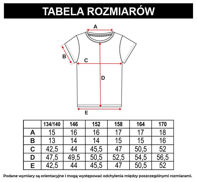 Tabela rozmiarów - Wzorzysty T-shirt z nadrukami