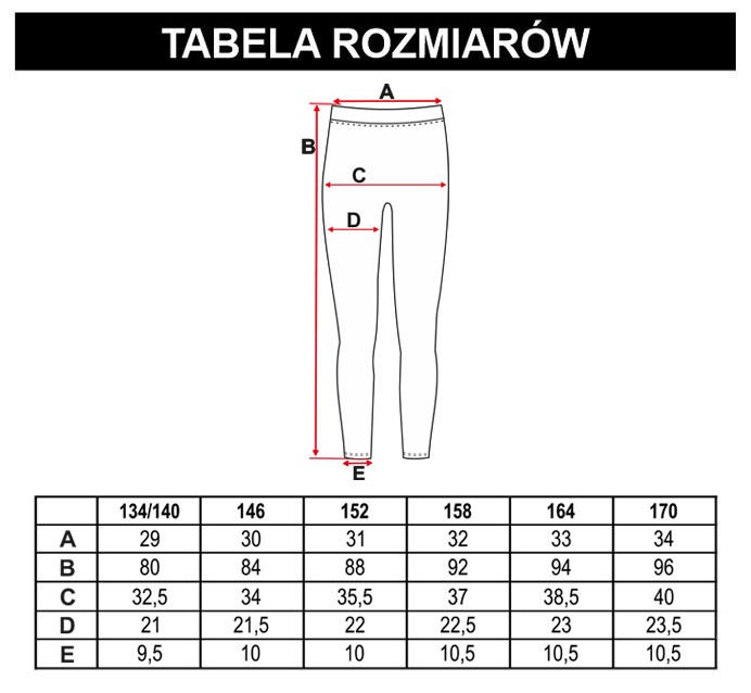 Tabela rozmiarów - Zielone wzorzyste legginsy
