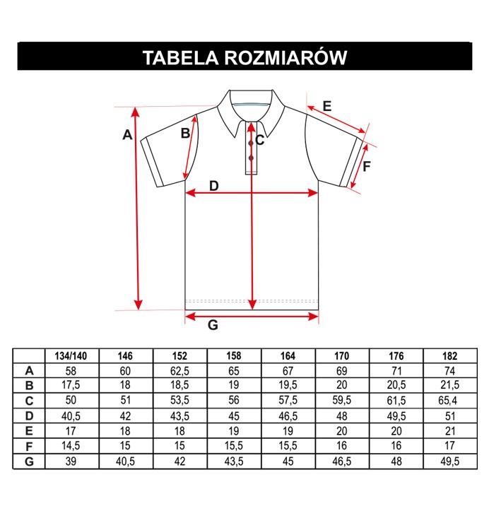 Tabela rozmiarów - Biała koszulka polo z kieszenią